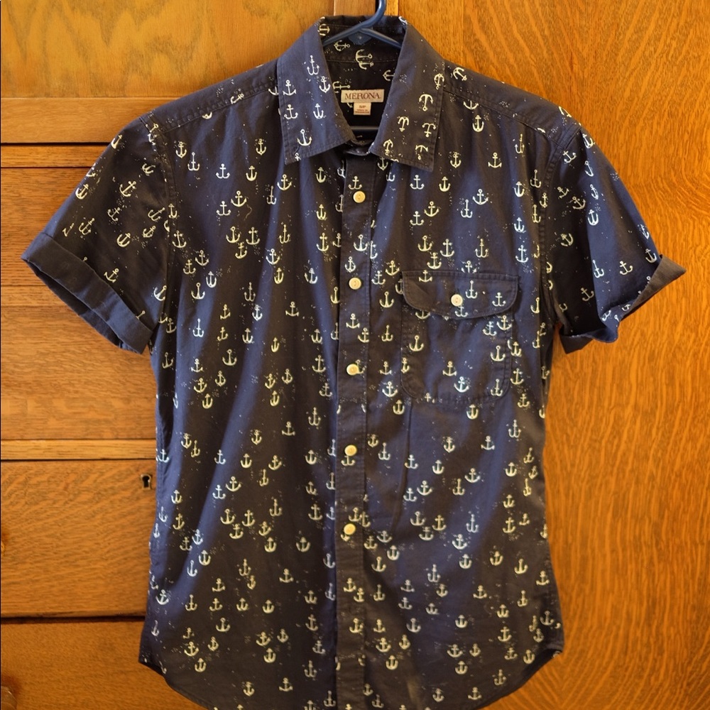Merona Anchor-Print Short Sleeve Buttoned Shirt